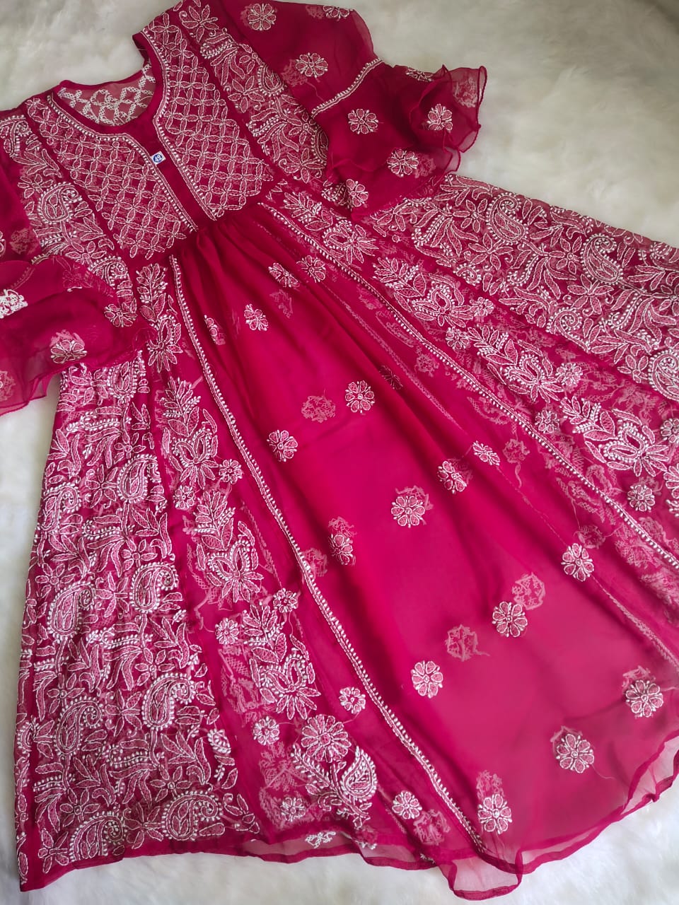 Twara Marigold orange V-necked & 3/4th sleeve rayon straight cut kurti  printed with ogee patterns